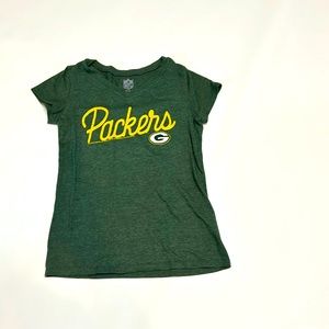 NFL Greenbay Packers Kids Tee Shirt Football Girls Size 10-12 Cotton T-Shirt